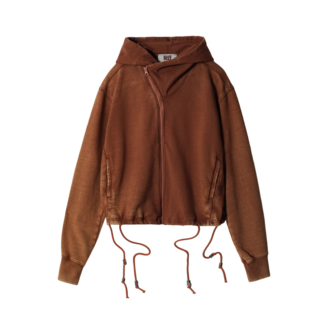 멜로우 워시드 다이애그널 후드집업 오렌지(MELLOW Washed Diagonal Hood Zip-Up Orange)