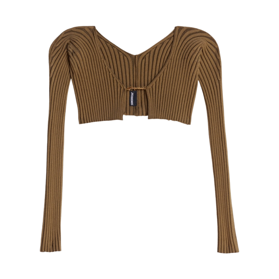 213KN108-2190-850 (W) Jacquemus La Maille Pralu Micro Charm Logo Cardigan Brown