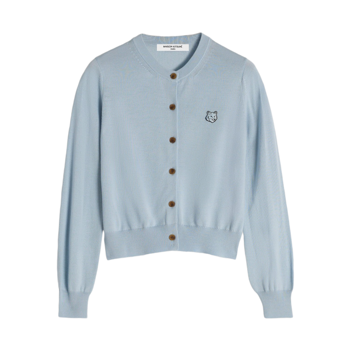 (W) 메종 키츠네 볼드 폭스 헤드 패치 레귤러 가디건 호텐시아((W) Maison Kitsune Bold Fox Head Patch Regular Cardigan Hortensia)