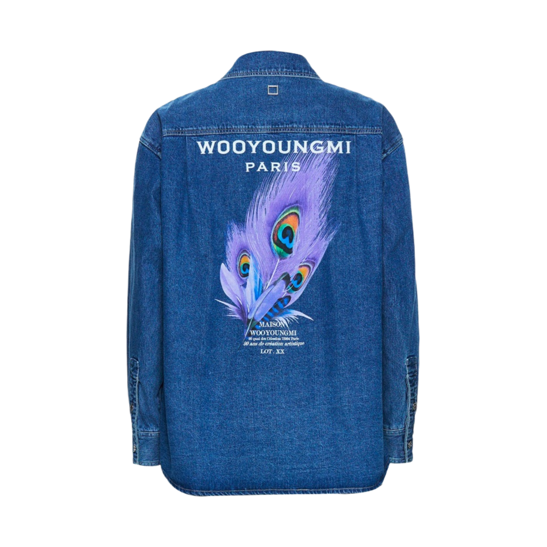 우영미 데님 깃털 백로고 셔츠 블루 - 23SS(Wooyoungmi Denim Feather Back Logo Shirt  Blue - 23SS) - 1