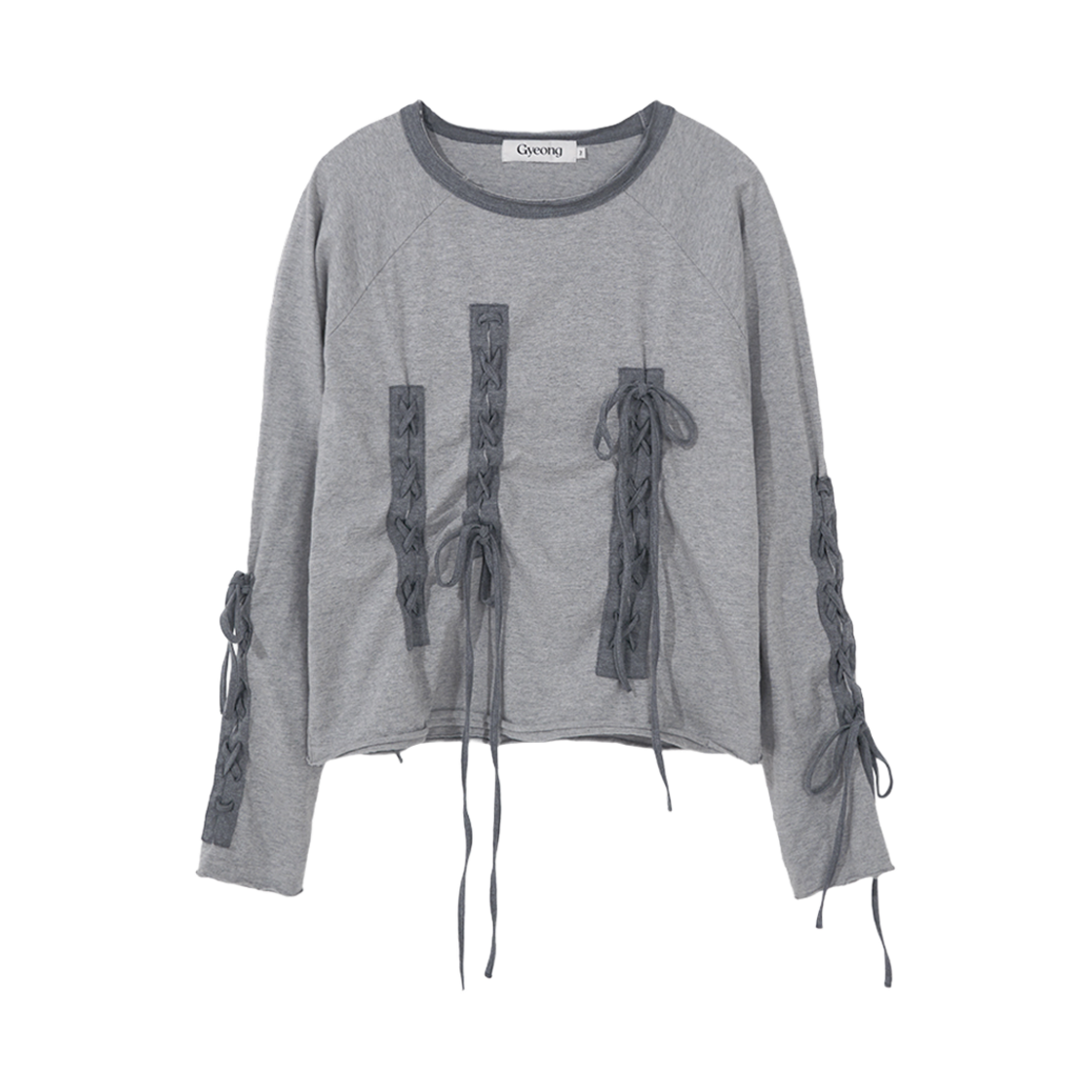 경 레이스업 티 그레이(Gyeong Lace Up Tee Gray)
