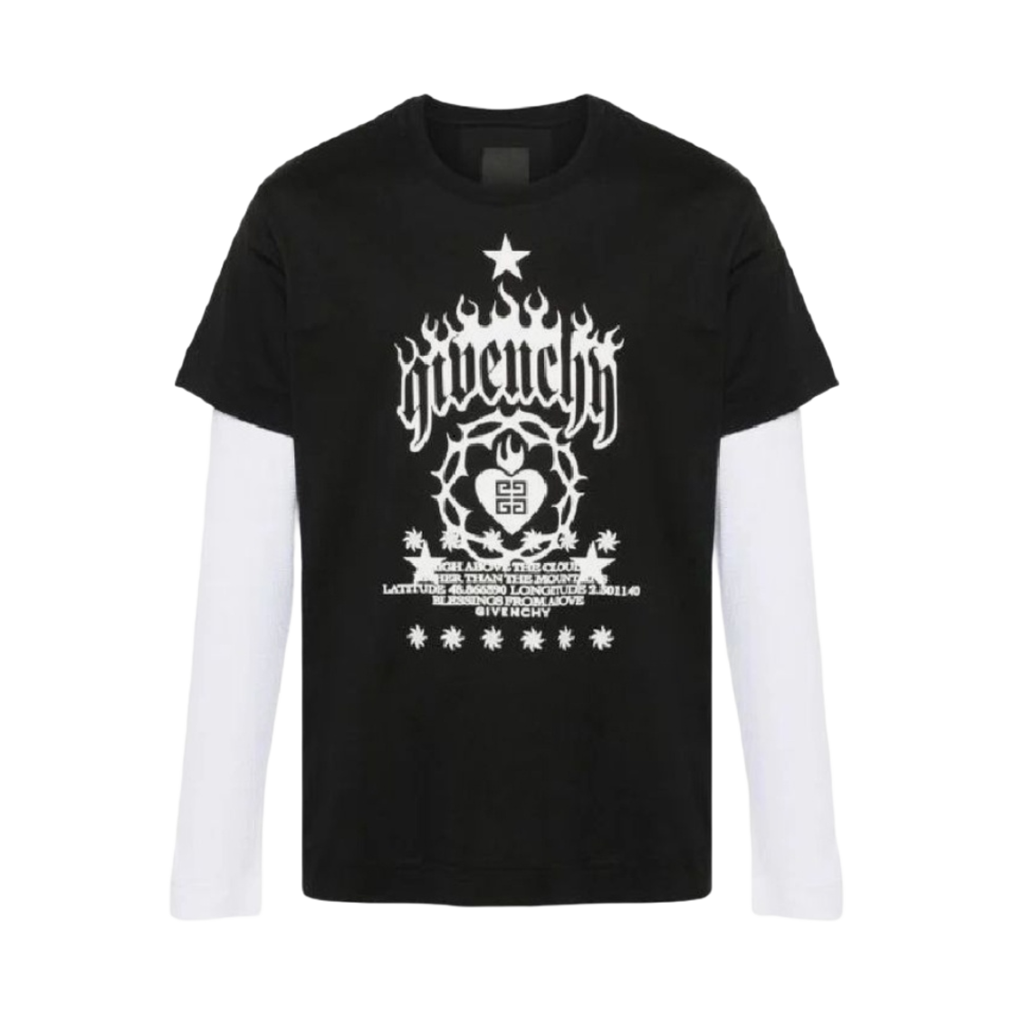BM71G53YHU-001 Givenchy Layred Effect Logo Long Sleeves T-Shirt Black