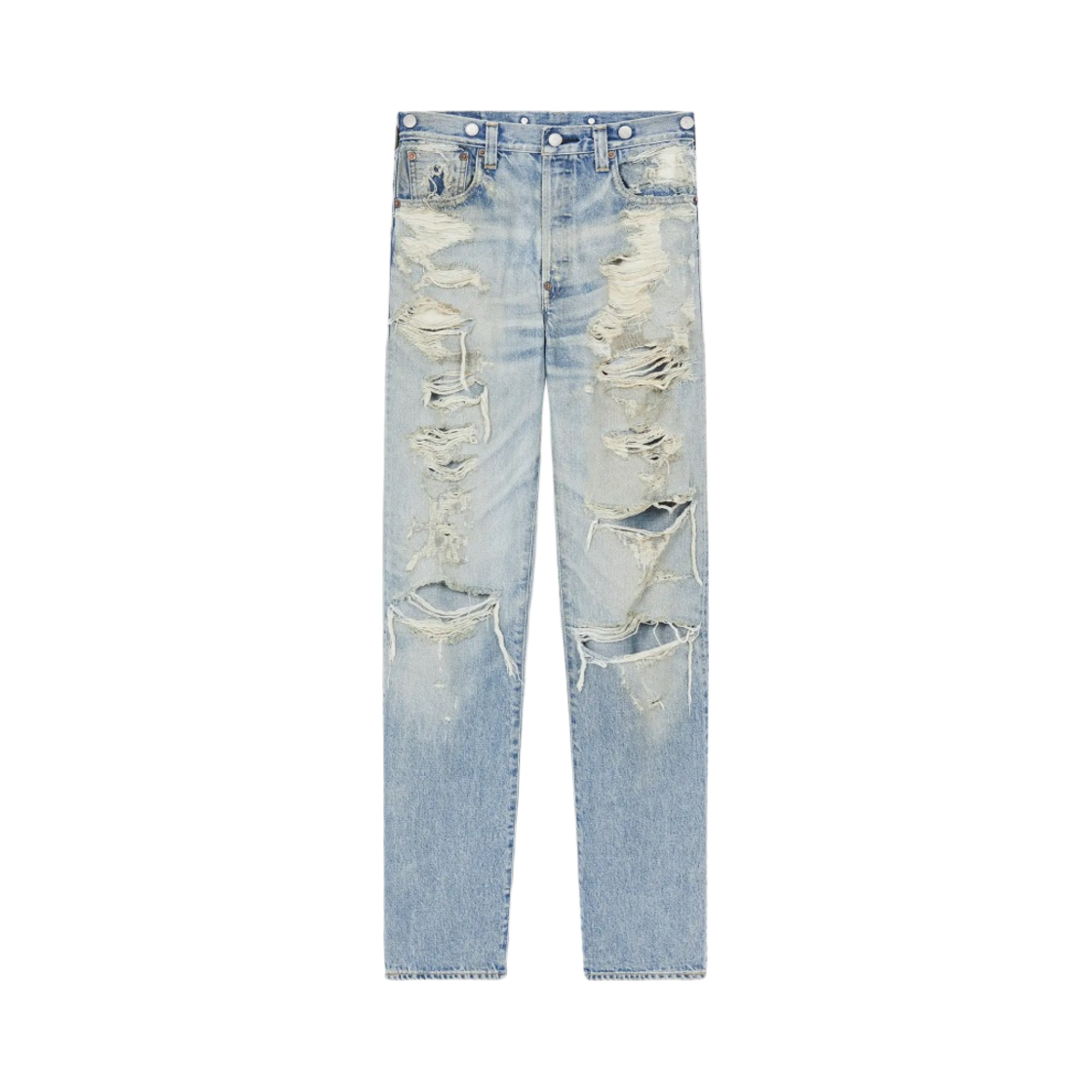 겐조 x 리바이스 501 1933 디스트레스드 진 스톤 BI 더티 블루 데님(Kenzo x Levi's 501 1933 Distressed Jeans Stone Bl Dirty Blue Denim)