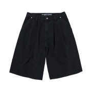 Suade Two Tuck Denim Shorts Black