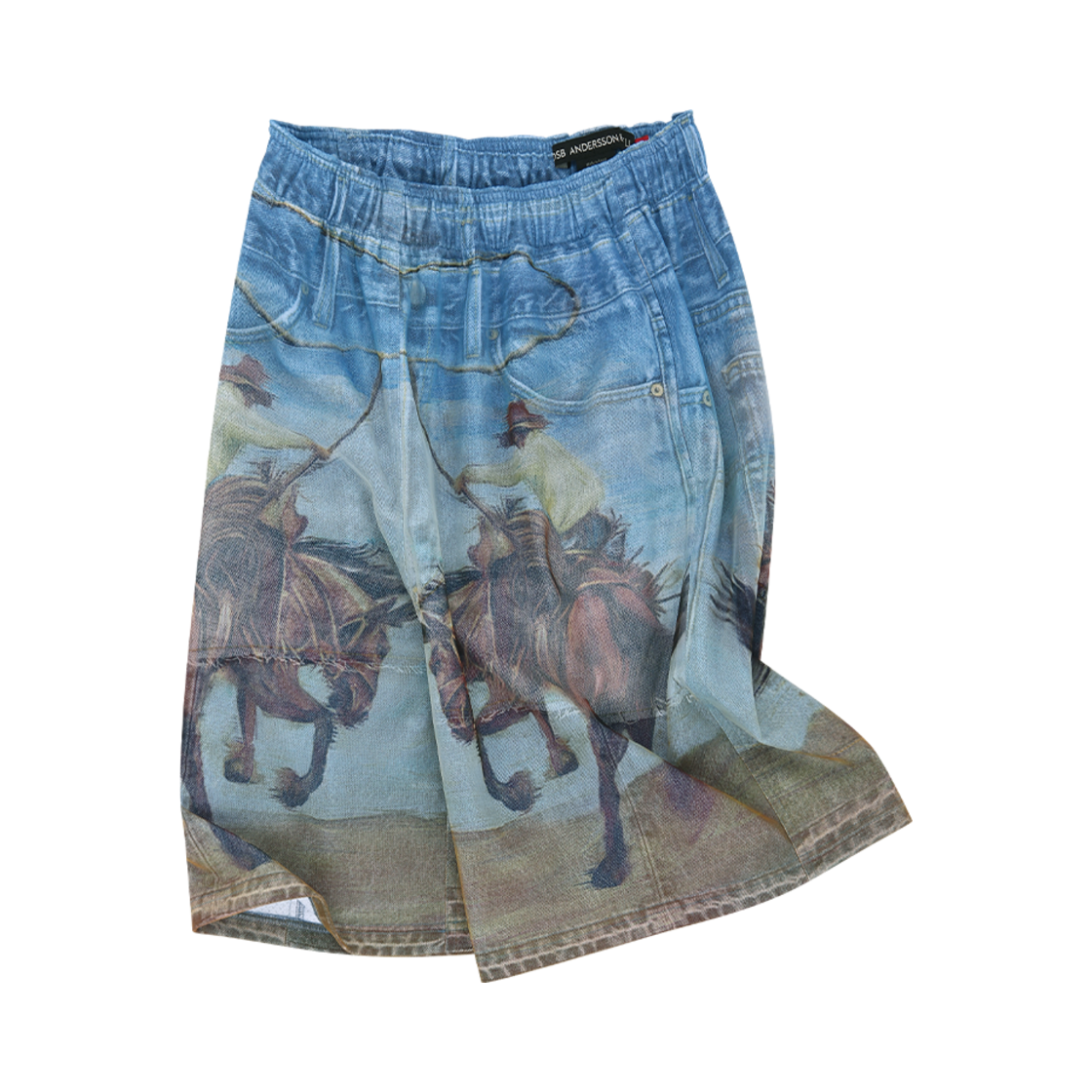 apa819u(BLUE) ADSB Andersson Bell Unisex Double Layer Print Mesh Shorts Blue