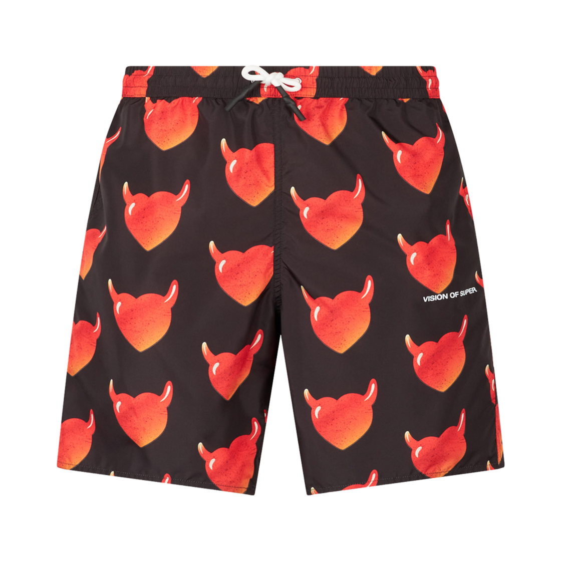 비전오브슈퍼 VOS 하트와 화이트 로고가 새겨진 블랙 수영복