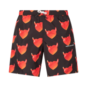 Vision Of Super Black Swimwear With All Over Vos Hearts And White Logo