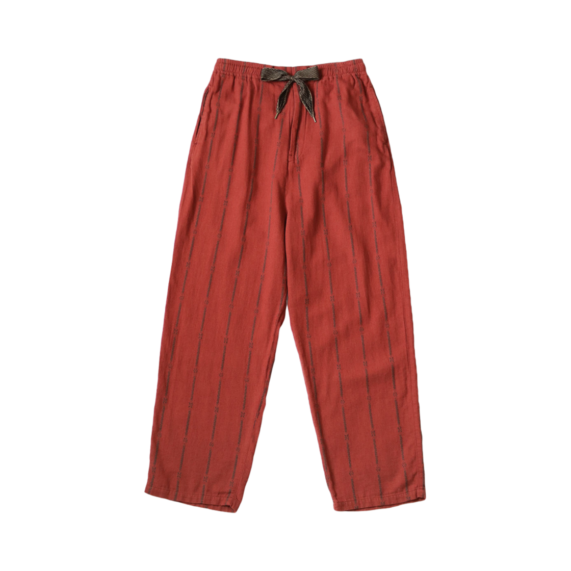 캐피탈 코튼 린넨 시아미스 스트라이프 이지 팬츠 레드 브라운(Kapital Cotton Linen Siamese Striped Easy Pants Red Brown) - 1
