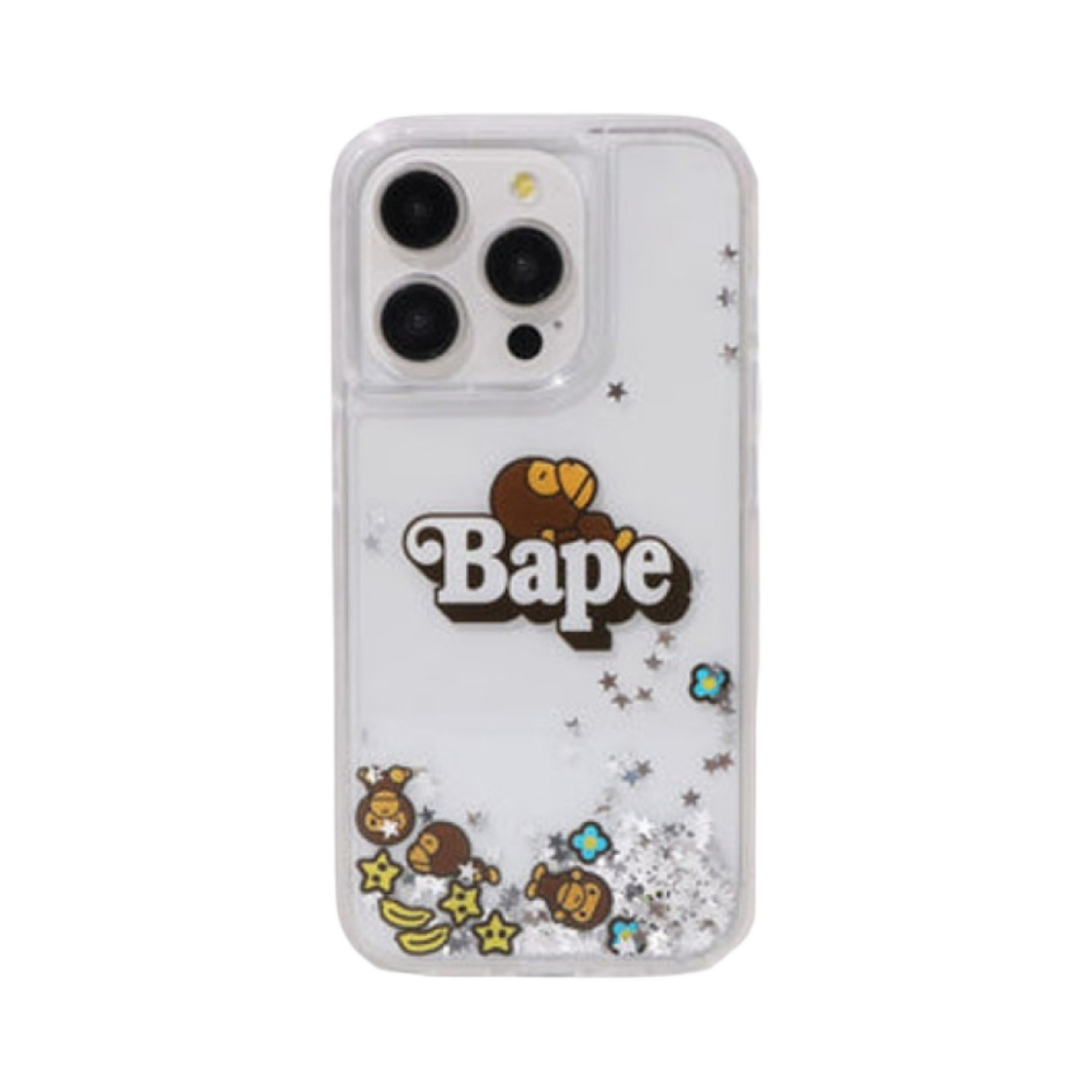 베이프 베이비 마일로 글리터 아이폰 15 프로 케이스 클리어(BAPE Baby Milo Glitter iPhone 15 Pro Case Clear)