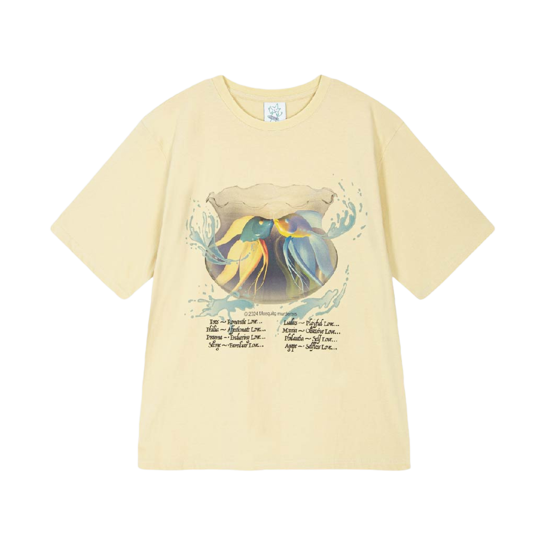 모스키토 머더러스 왓츠 유어 타입 오브 러브 티셔츠 라이트옐로우(Mosquito Murderers What's Your Type Of Love T-Shirt Light Yellow)