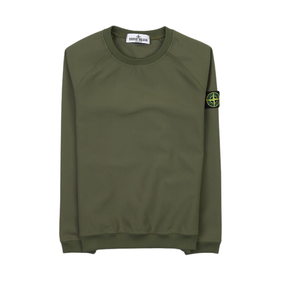 791660344-V0054 (Kids) Stone Island 60344 Logo Sweatshirt Military Green - 23FW