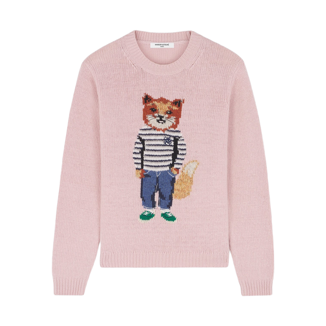 NW00809KH0002-P600 (W) Maison Kitsune Dressed Fox Intarsia Jumper Light Pink