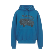 Thevinylhouse Flames Car Hoodie Blue