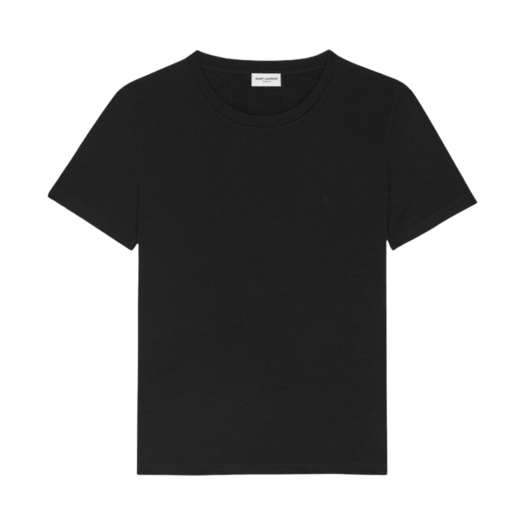 (W) Saint Laurent Cassandre T-Shirt In Wool Jersey Noir