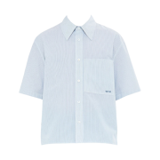 Wooyoungmi Stripe Embroidered Short Sleeve Shirt Blue - 23SS