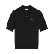 Celine Triomphe Polo T-Shirt in Fine Cotton Black