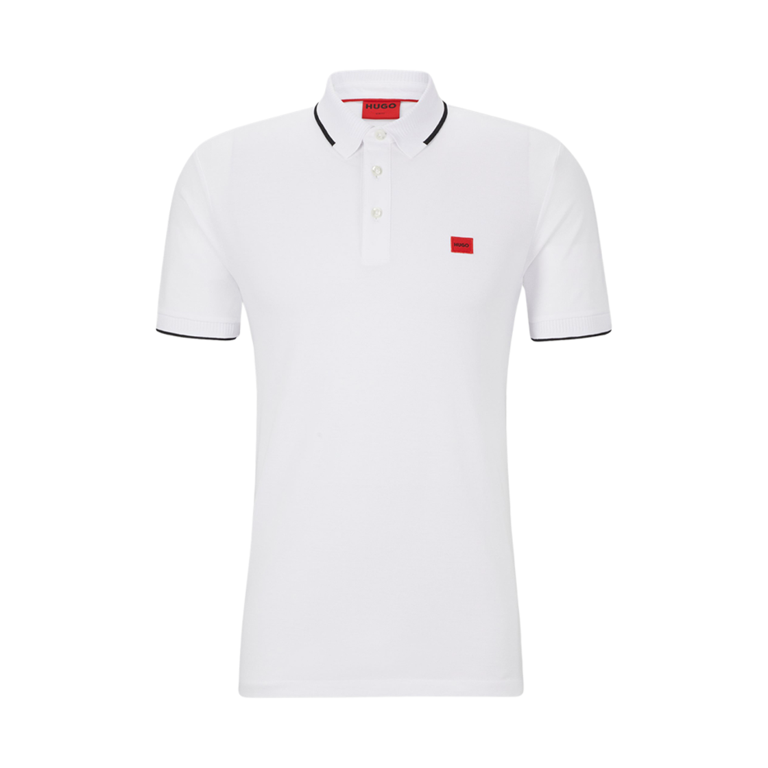 50490775-120 Hugo Boss Cotton Pique Slim Fit Polo Shirt with Red Logo Label White
