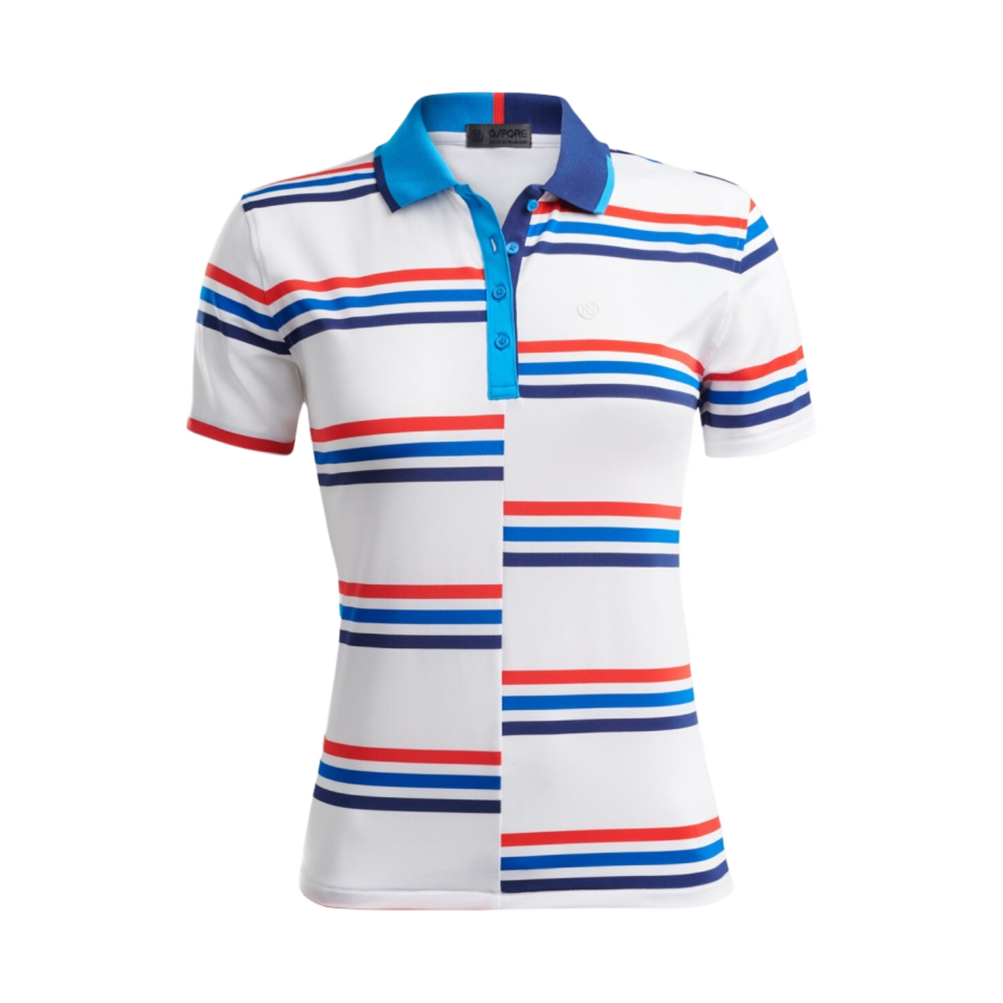 (W) 지포어 오프셋 스트라이프 라이트웨이트 테크 저지 폴로 스노우((W) G/Fore Offset Stripe Lightweight Tech Jersey Polo Snow) - 1