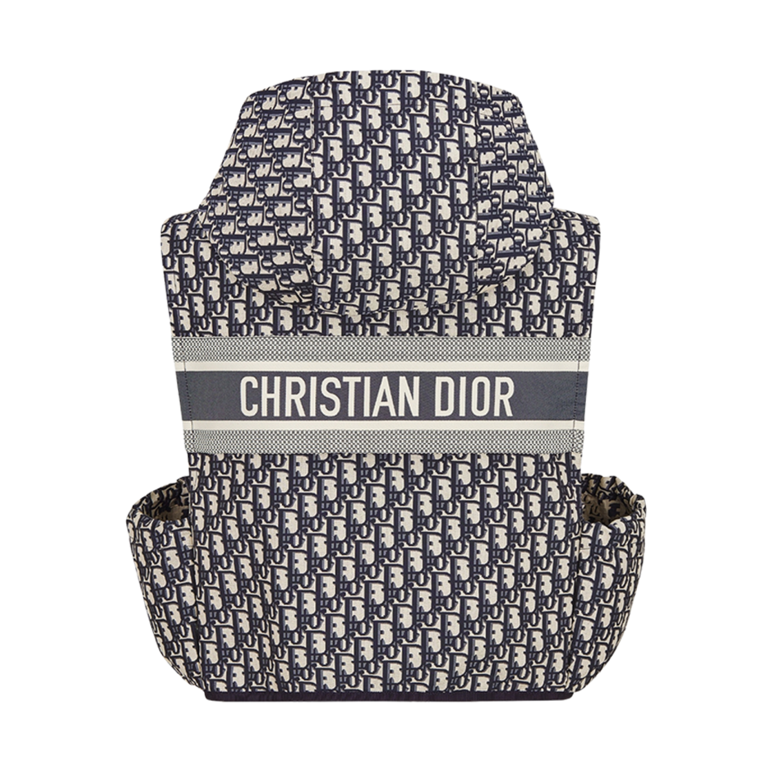 (W) 디올 후드 슬리브리스 베스트 블루 테크니컬 태피터 자카드 오블리크 모티프((W) Dior Hooded Sleeveless Vest Blue Technical Taffeta Jacquard Oblique Motif) - 2