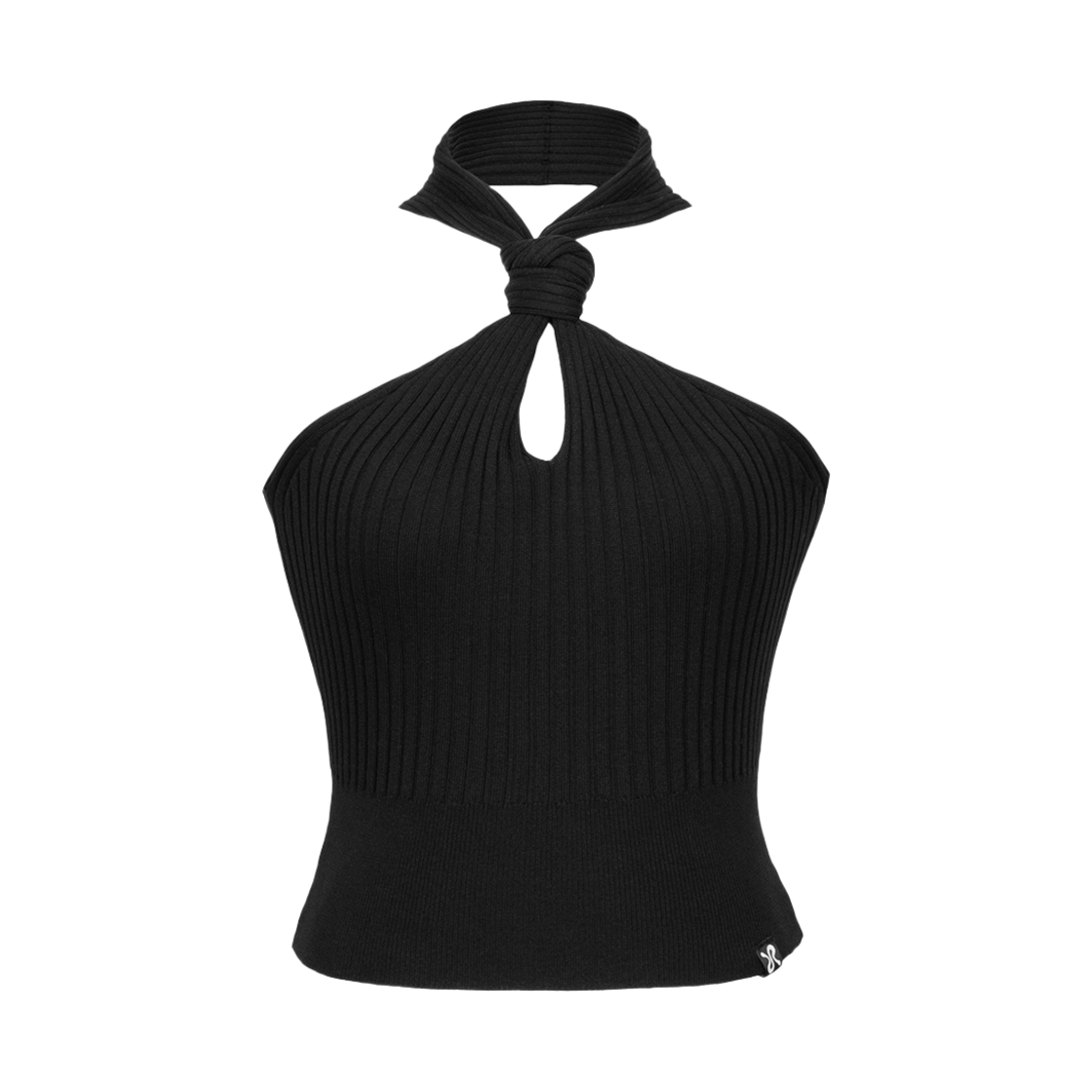 러프넥 니트 홀터넥 탑 블랙(Roughneck Knitwear halter-neck top black) - 1