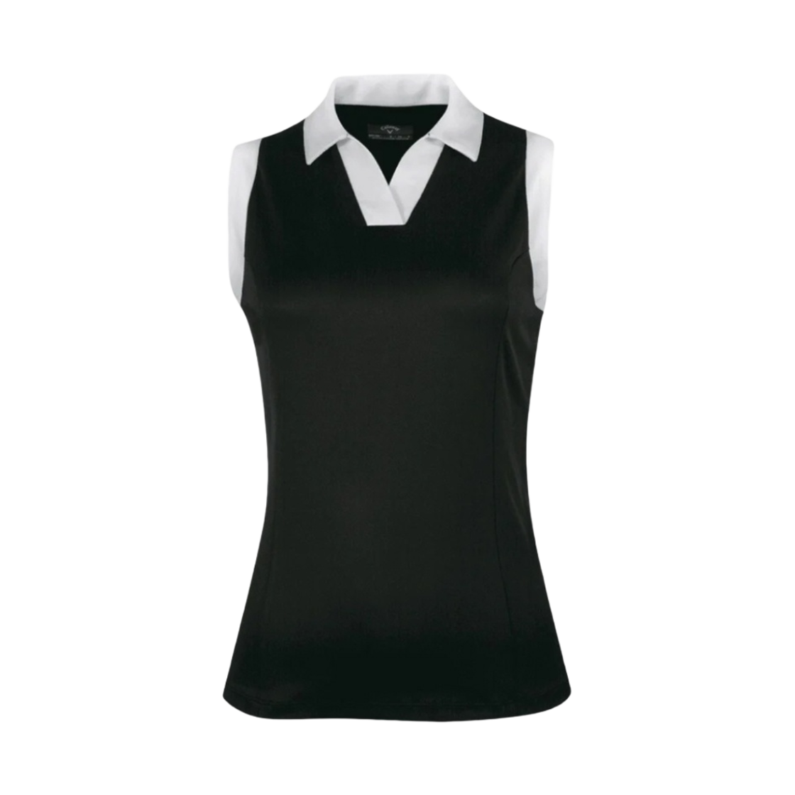 CGKSD034-002 (W) Callaway Color Block V-Placket Sleeveless Golf Polo Shirt Caviar