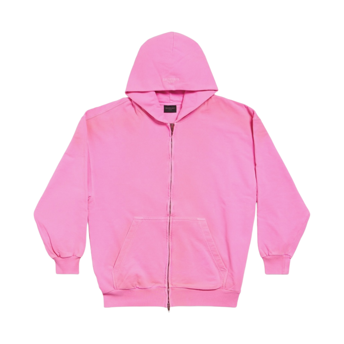 발렌시아가 파리 집업 후드 스몰 핏 플루오 핑크(Balenciaga Paris Zip-Up Hoodie Small Fit Fluo Pink) - 1