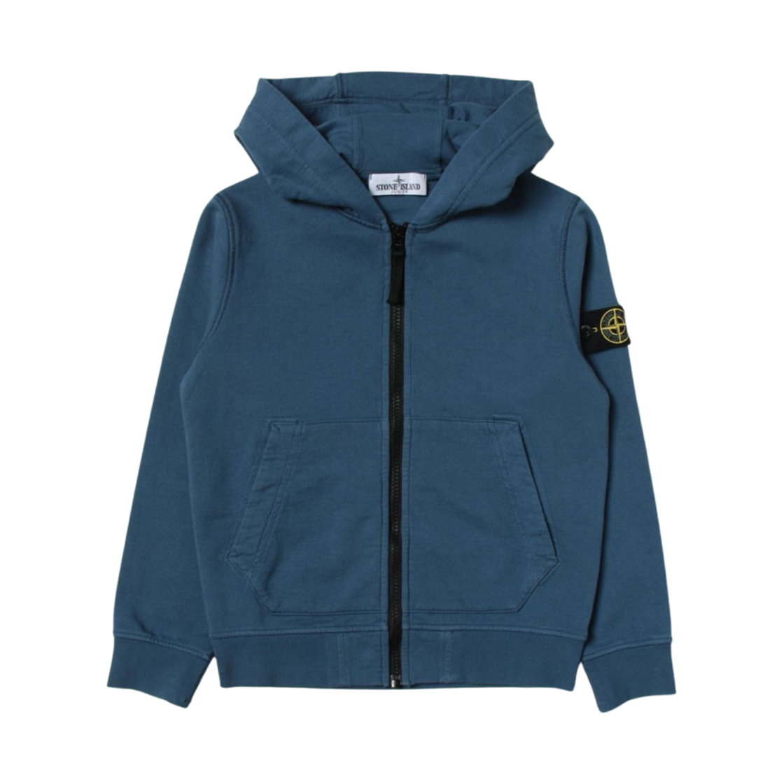 781660740-V0027 (Kids) Stone Island 60740 Cotton Fleece Full Zip Hooded Sweatshirt Royal Blue - 23SS