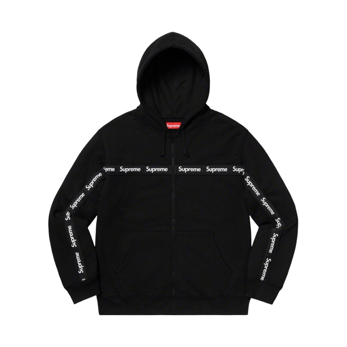 슈프림 텍스트 스트라이프 집업 후드 스웨트셔츠 블랙 - 19FW(Supreme Text Stripe Zip Up Hooded Sweatshirt Black - 19FW)