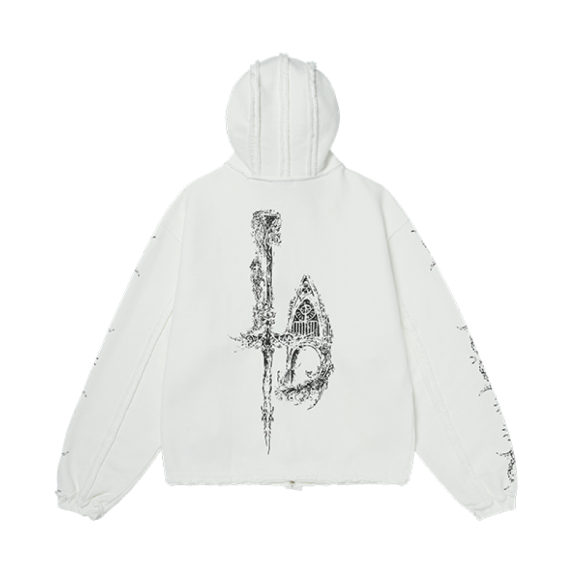떠그 클럽 드래곤 스터드 집업 후드 화이트(Thug Club Dragon Stud Zip-Up Hoodie White) - 2