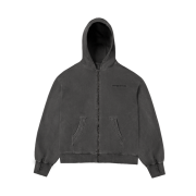 AA Curved Garment Dyeing Sweat Hoodie Zip-up Grey