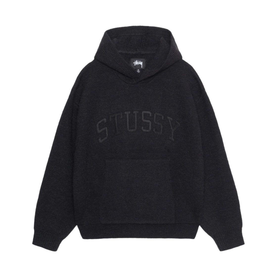 스투시 펠트 패치 니트 후드 블랙(Stussy Felt Patch Knit Hoodie Black)