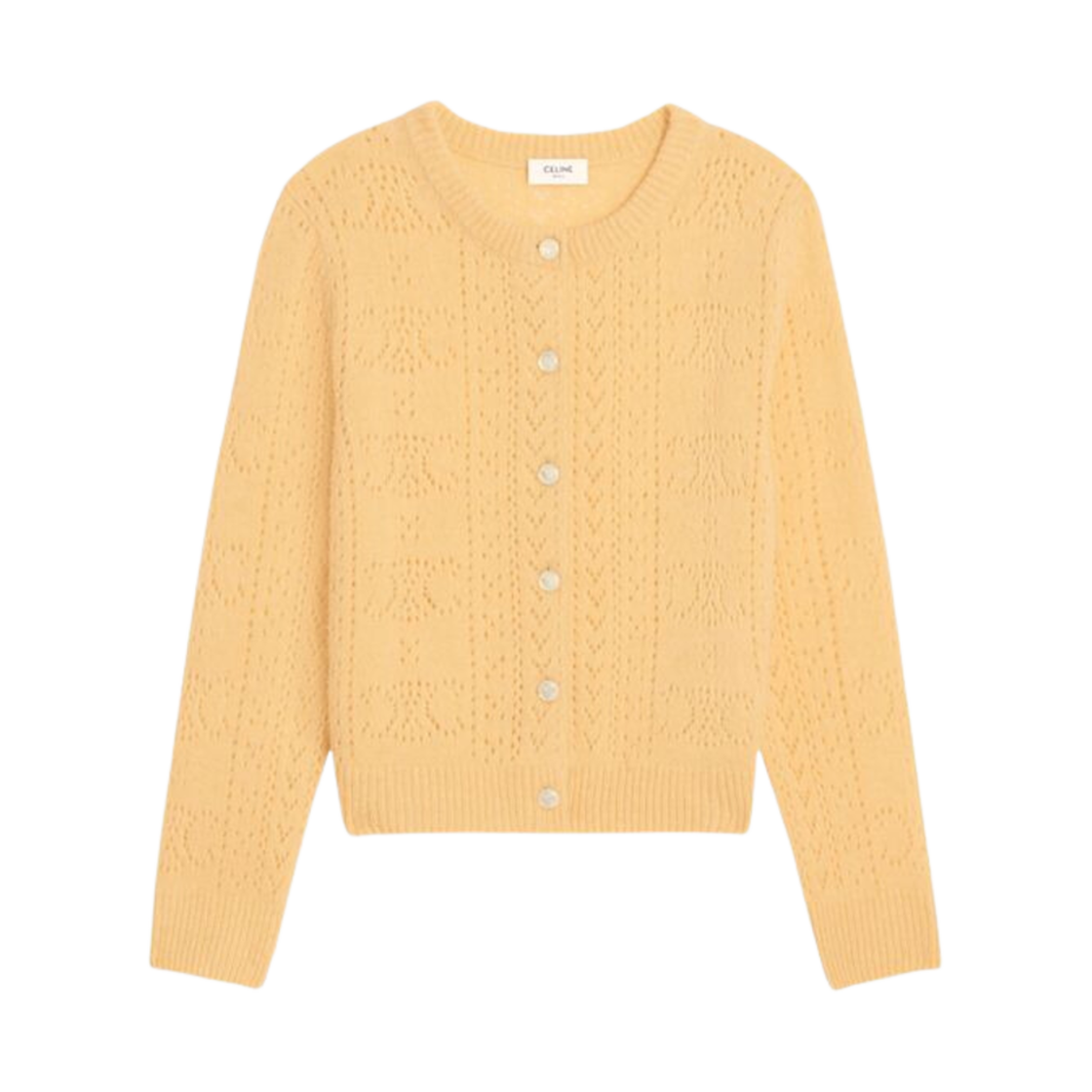 2ADII907Z-11JA (W) Celine Shetland Pointelle Cardigan Yellow