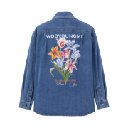 Wooyoungmi Flower Print Denim Shirt Blue - 24SS
