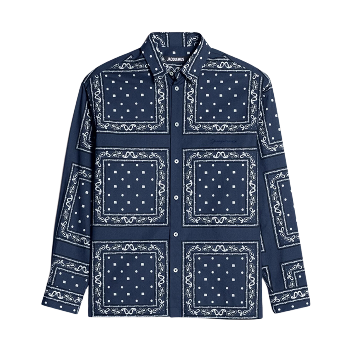 자크뮈스 라 슈미즈 바우 반다나 셔츠 프린트 네이비 페이즐리(Jacquemus La Chemise Baou Bandana Shirt Print Navy Paisley) - 1