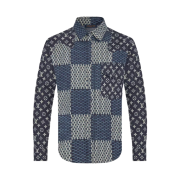Louis Vuitton x Nigo Giant Damier Waves Monogram Flannel Shirt Indigo