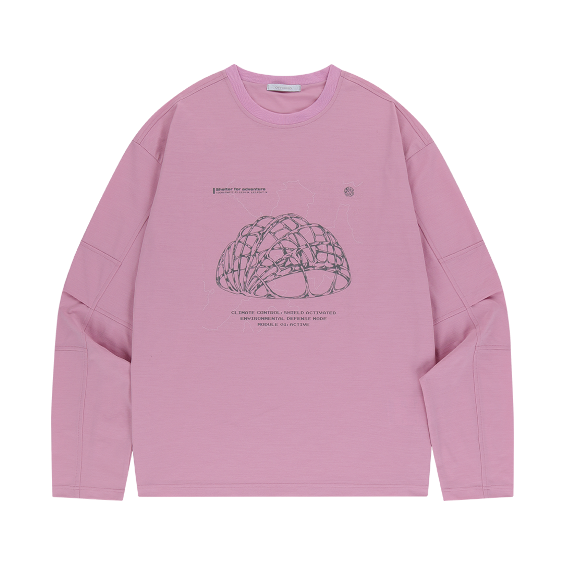 24Q3ODULT02PK OFFGRID Shield Graphic Sorona Panel Long T-Shirt Pink