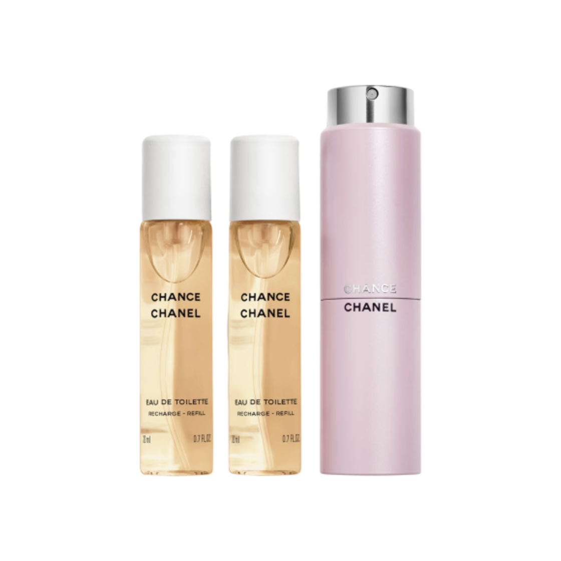 샤넬 샹스 오 드 뚜왈렛 트위스트 앤 스프레이 리필어블 보틀 3 x 20ml(Chanel Chance Eau De Toilette Twist and Spray Refillable Bottle 3 x 20ml) - 1