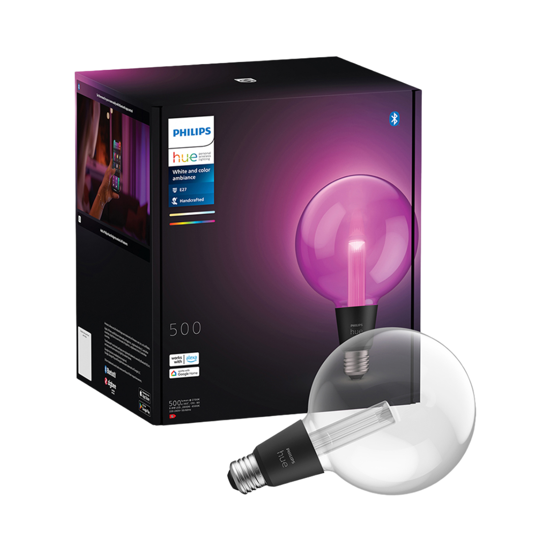 필립스 휴 컬러 앰비언스 라이트가이드 라지 글로브 E26 스마트 전구 G125(Philips Hue Color Ambiance Large G125 E26)