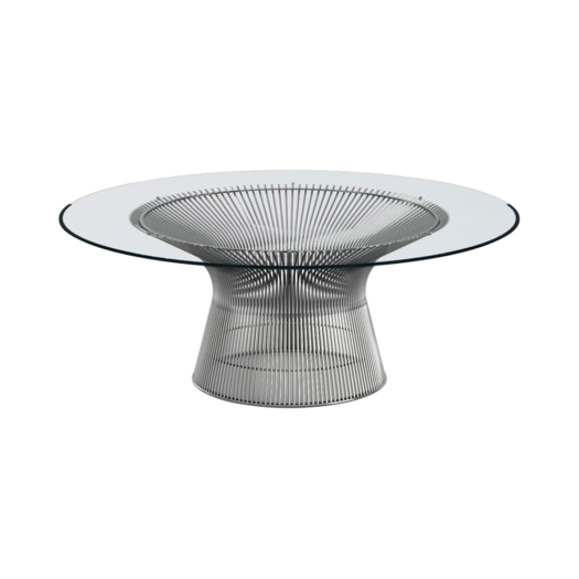 KNOLL4 Knoll Platner Coffee Table Nickel Clear Glass 1070mm