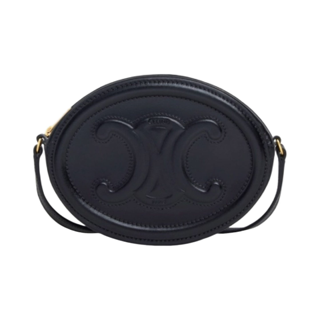 10I703DPQ-38NO Celine Crossbody Oval Purse Cuir Triomphe in Smooth Calfskin Black