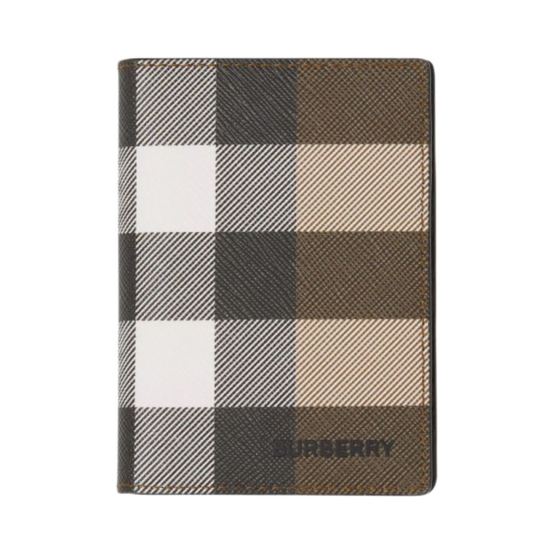 버버리 체크 레더 폴딩 카드 케이스 다크 버치 브라운(Burberry Check Leather Folding Card Case Dark Birch Brown) - 1