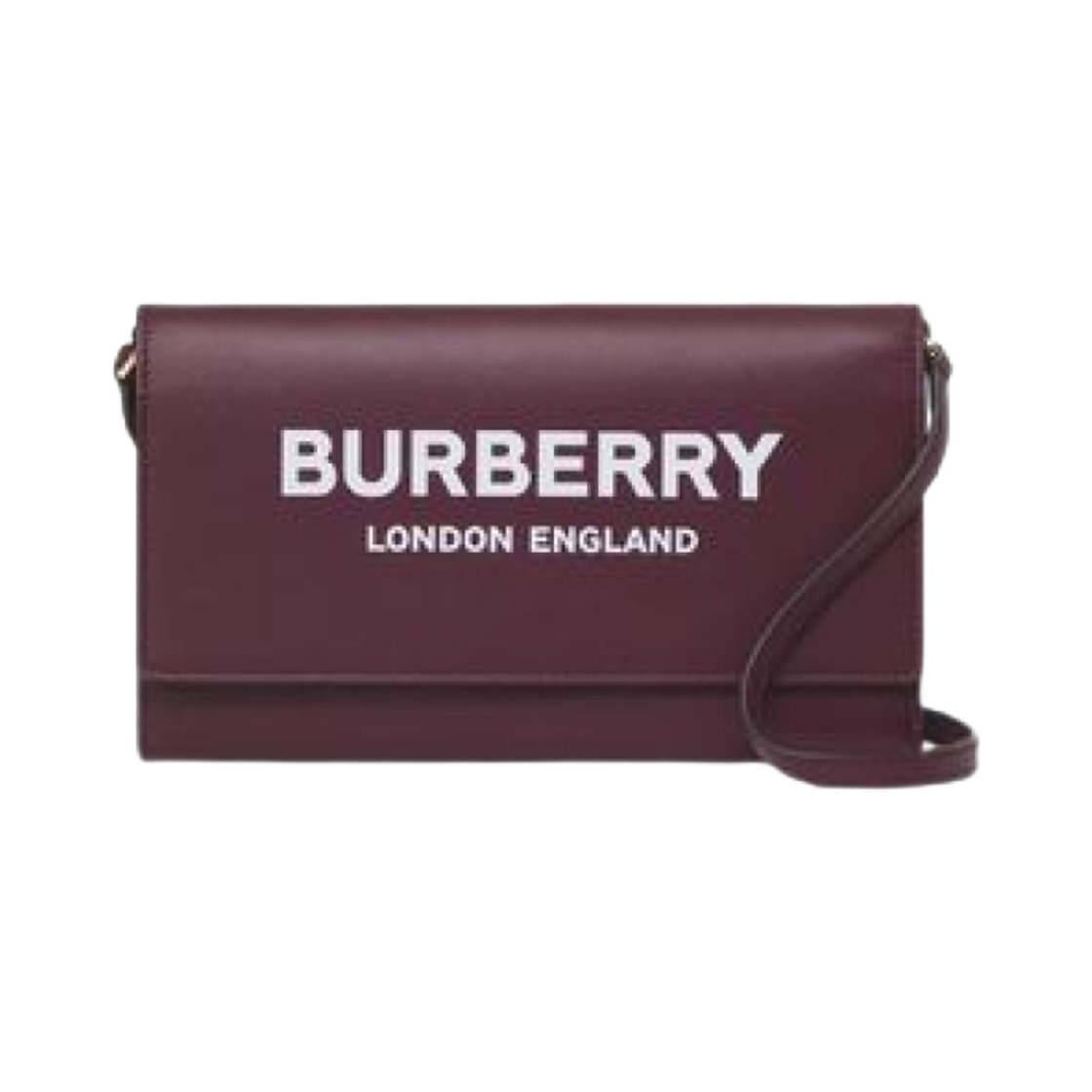 버버리 디태처블 스트랩 로고 프린트 레더 지갑 마호가니 레드(Burberry Logo Printed Leather Wallet with Detachable Strap Mahogany Red) - 1