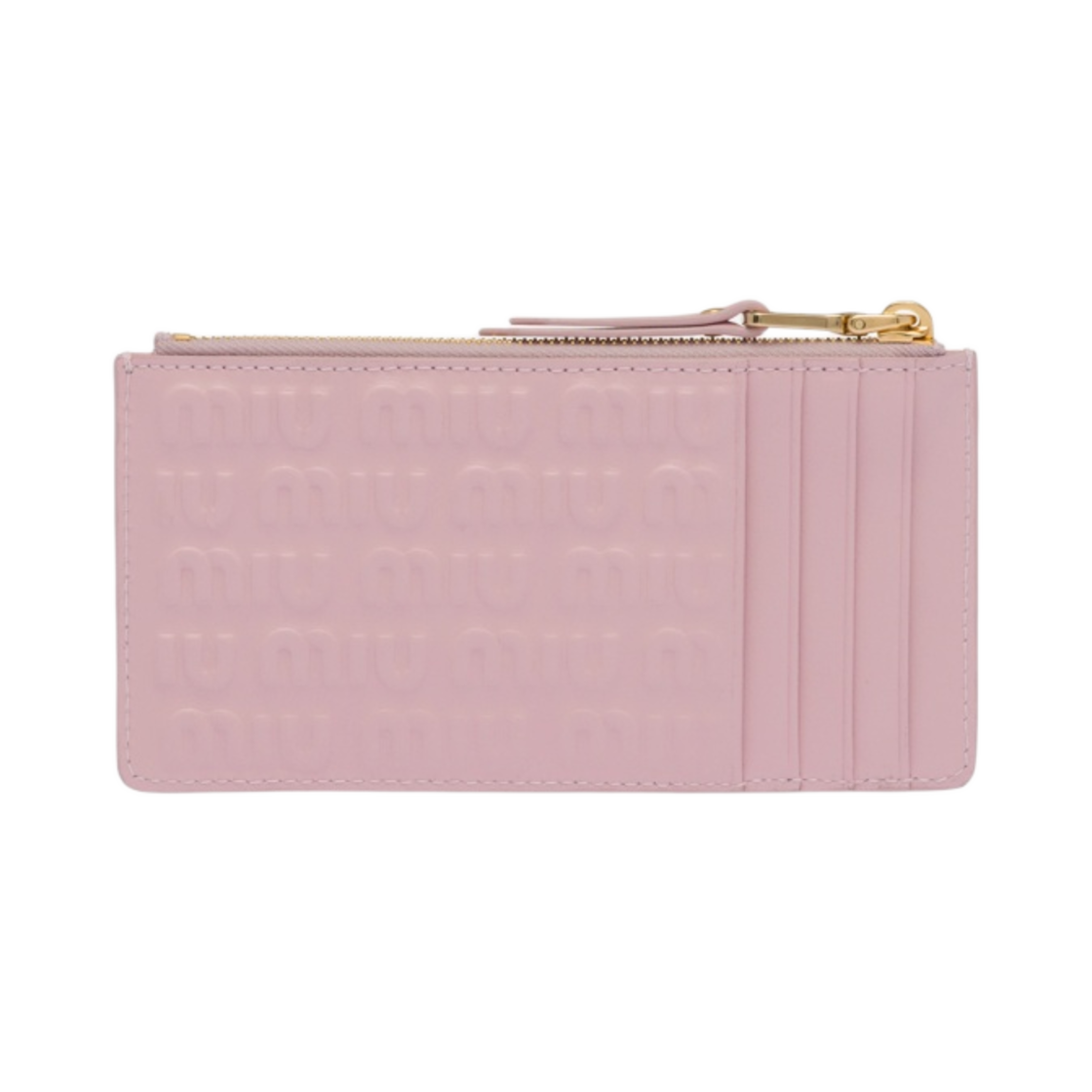미우 미우 엠보스 레터링 로고 가죽 엔벨로프 지갑 앨러배스터 핑크(Miu Miu Embossed Lettering Logo Leather Envelope Wallet Alabaster Pink) - 3