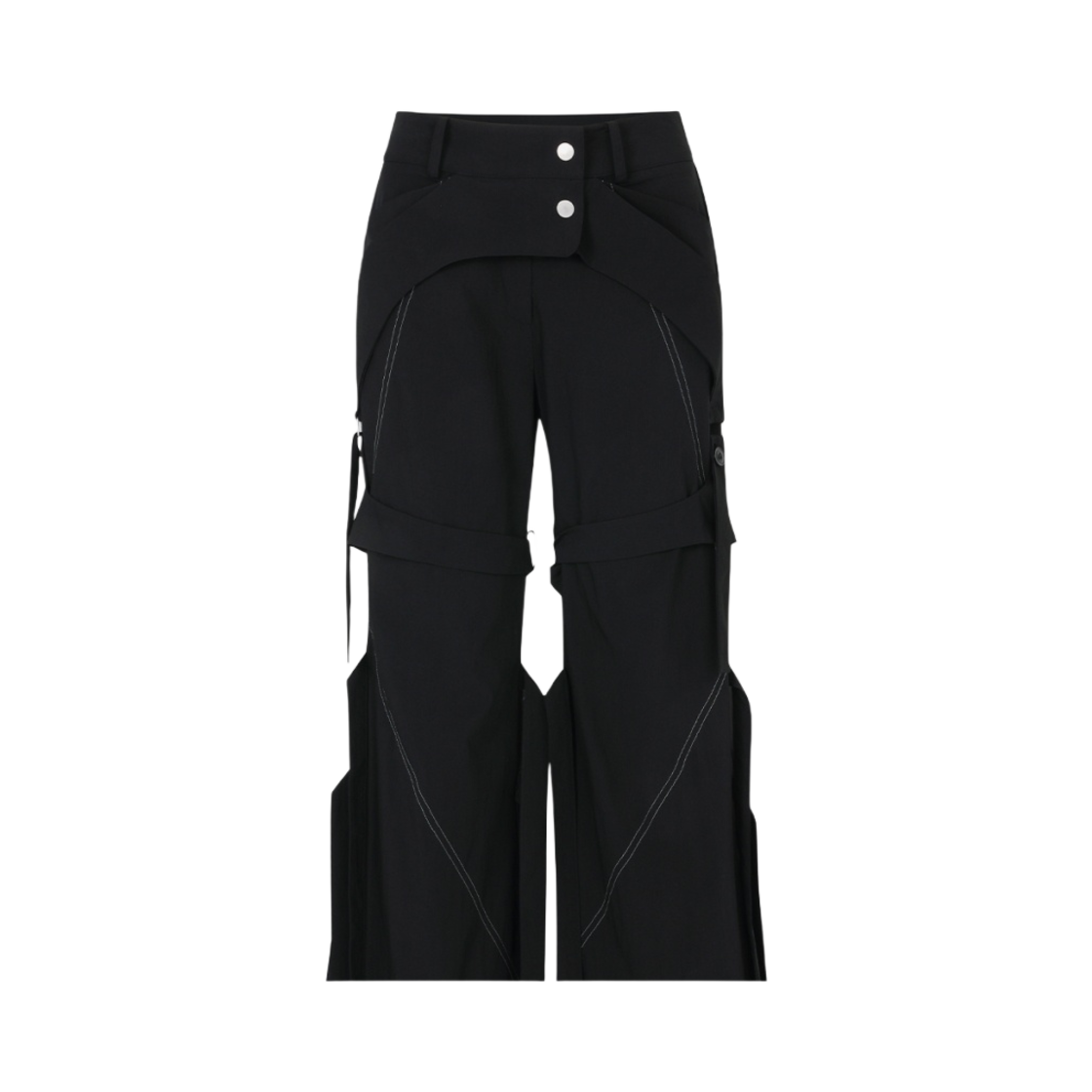 - (W) Leey Strap Stitch Boots Cut Pants Black