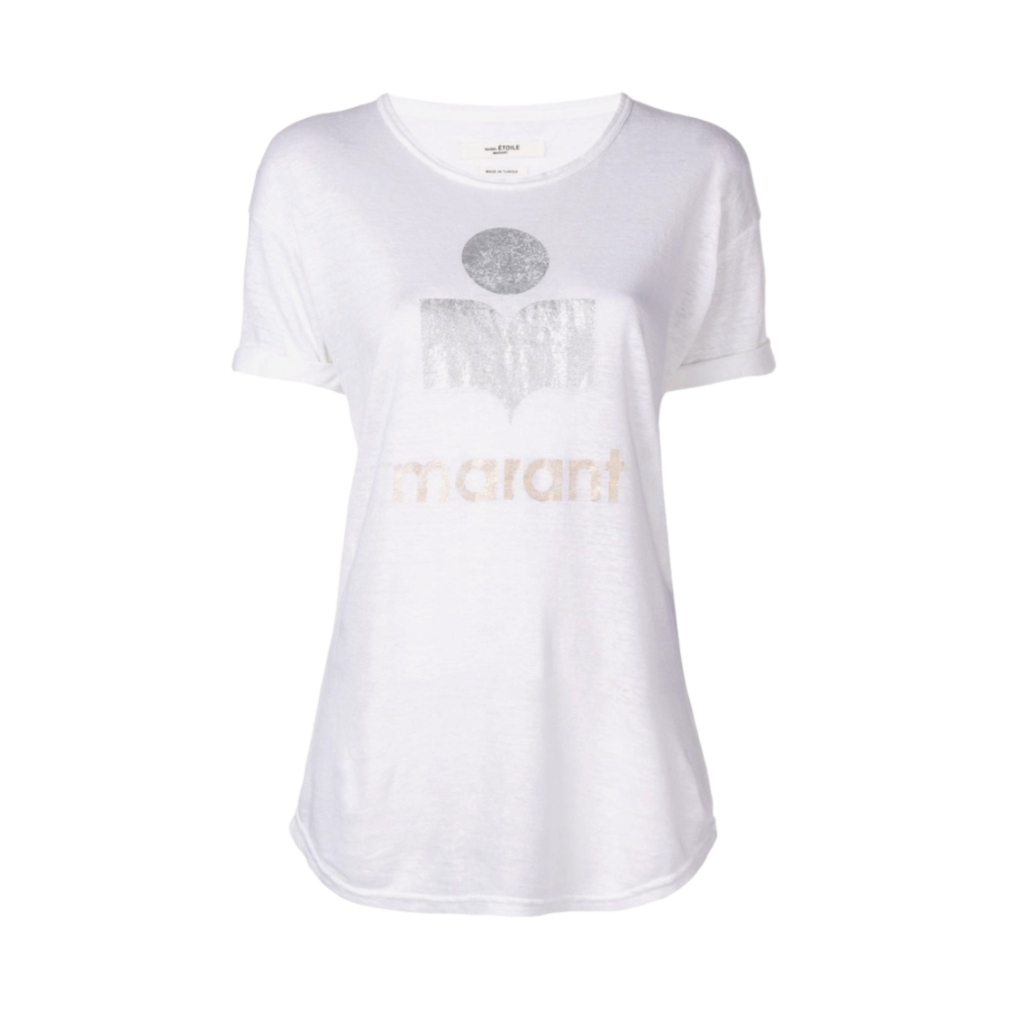 TS0299-00M008E-20WH (W) Isabel Marant Koldi Linen Logo T-Shirt White