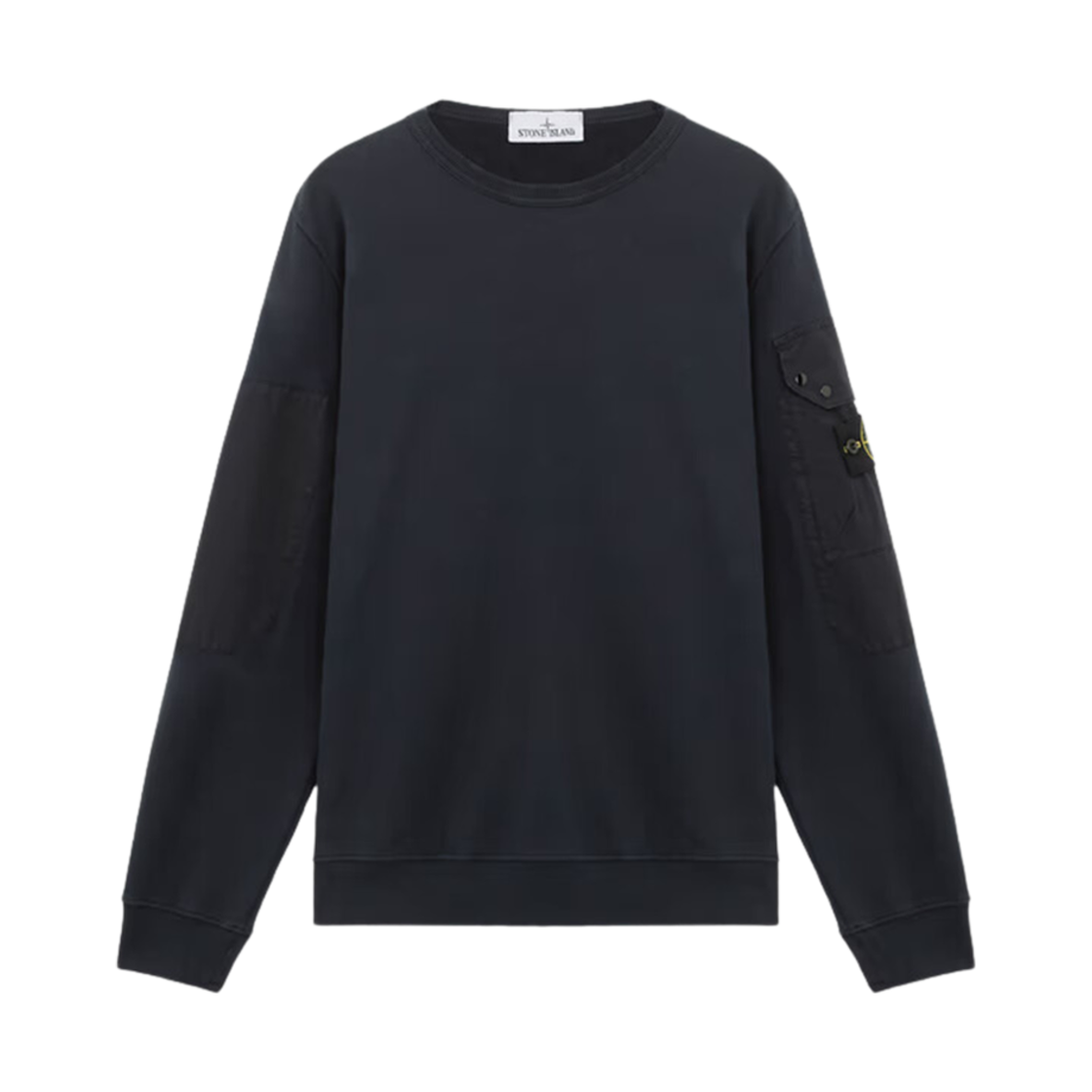 811563920-V0020 Stone Island 63920 Brushed Organic Cotton Fleece Crewneck Sweatshirt with Pockets Navy Blue - 24FW