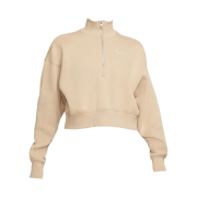 (W) Nike NSW Phoenix Fleece Half Zip Cropped Sweatshirt Hemp Sail - Asia