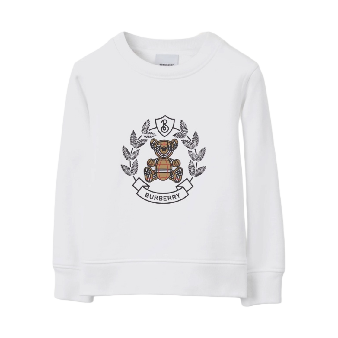8069197 (Kids) Burberry Thomas Bear Print Cotton Sweatshirt White