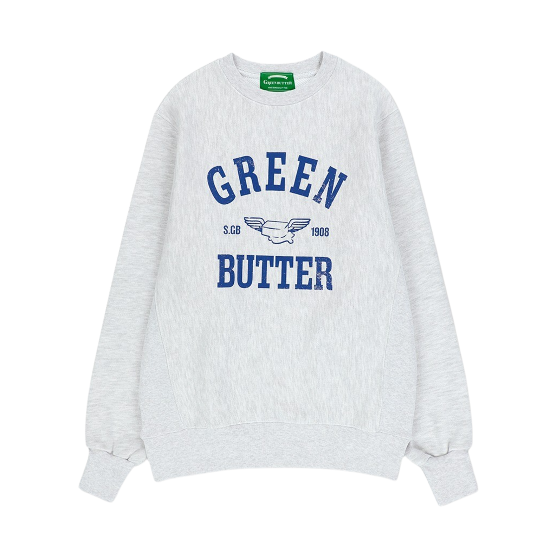 그린버터 버터 윙 스웻셔츠 엘/멜란지_블루