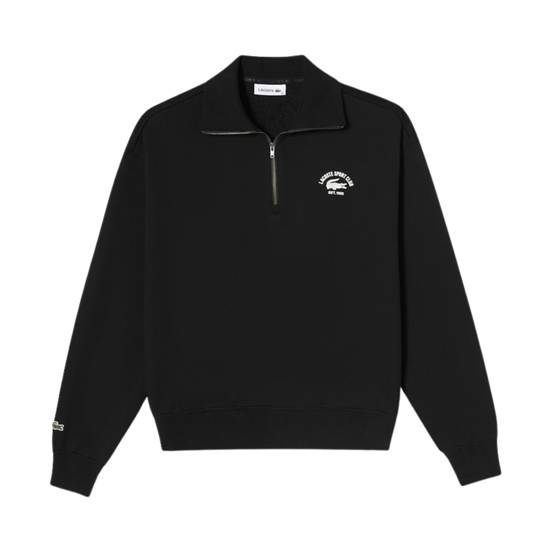 (W) 라코스테 테니스 하프 집 스웨트셔츠 블랙((W) Lacoste Tennis Half Zip Sweatshirt Black) - 1